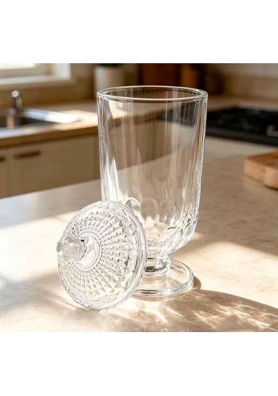 Chacha Home Cam Kapaklı Ayaklı Drajellik & Şekerlik 780 Ml - 24 Cm Şeffaf