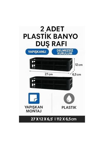 Yapışkanlı Duş Rafı 2 Adet Paslanmaz Banyo Şampuanlık Organizer Delmeden Montaj Geniş Kapasiteli Duş Or Diğer