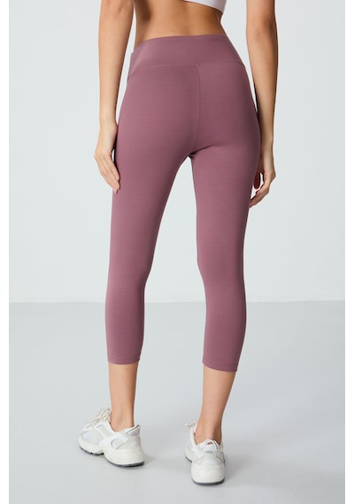 Tommylife Gül Kurusu Yüksek Bel Slim Fit Dar Paça Kadın Kapri Tayt - 93097 Gülkurusu