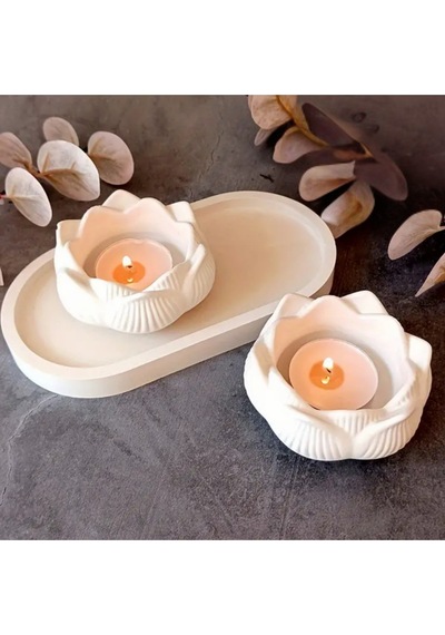 Bernami Mumluk Şamdanpinterest 3 Lü Set Dekoratif 2 Lotus Çiçeği Mumluk + Dekoratif Tabak Hediyelik Obje Dekoratif Diğer