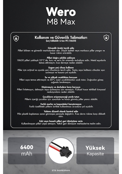 Wero M8 Max 6400mah Robot Süpürge Bataryası D.k