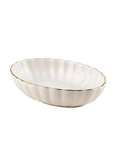 Kütahya Porselen Bone Luz Form Oval Kase Altın File 4 Parça 15cm Bnlzf15okss220 Krem