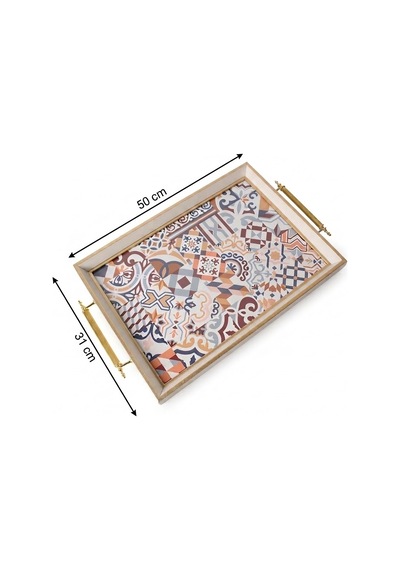 1024 Krem Tepsi 50x31x4 Cm Çok Renkli