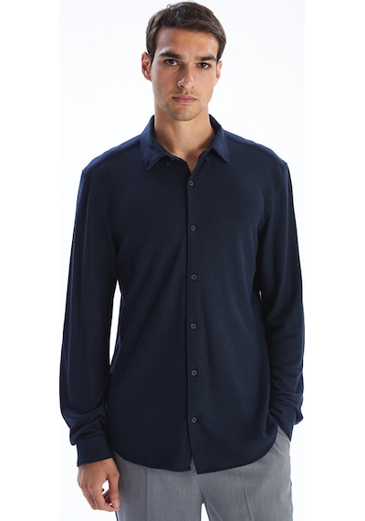 Lcw Vision Lacivert Slim Fit Uzun Kollu Erkek Dokulu Gömlek