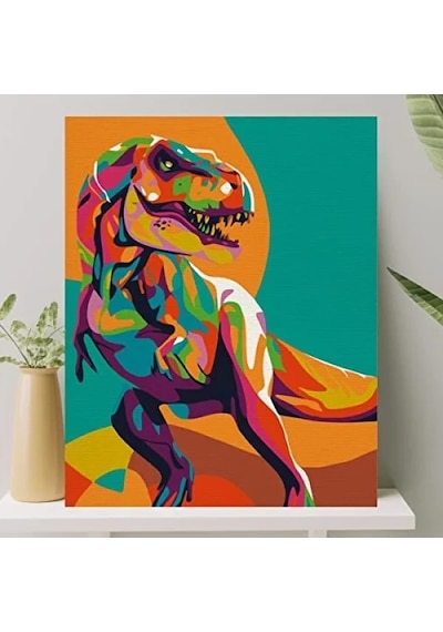 Sayılarla Boyama Tuval Seti, Dinozor Temalı 40x50 Cm