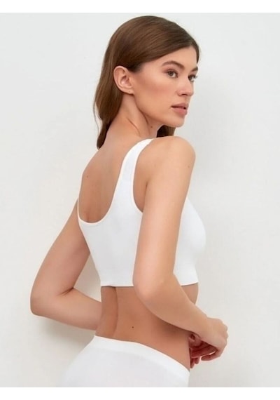 Mistirik Panax Model Toparlayıcı Sıkılaştırıcı Kalın Askılı Pedli Büstiyer Beyaz Renk Beyaz
