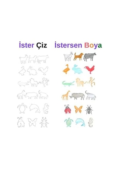 Ahşap Eğlenceli Eğitici Hayvanlar Çizim Kalıpları 0