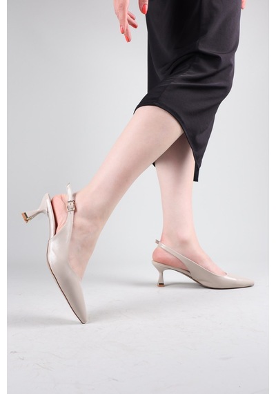 Birikon Sahel Verev Alçak Topuklu Stiletto Ten-8982