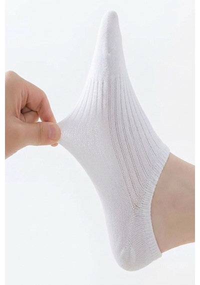 Ozzy Socks 6 Çift Kadın Beyaz Şık Çizgili Rahat Sneaker Çorap Beyaz