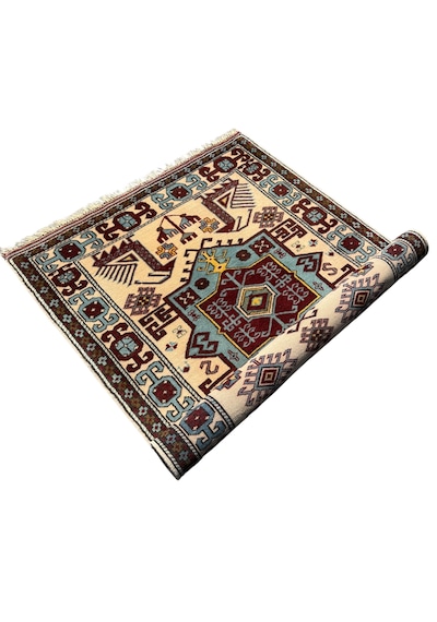El Dokuma Sıfır Sındırgı Halısı 110x200 Turkuaz Kırmızı Kök Boya