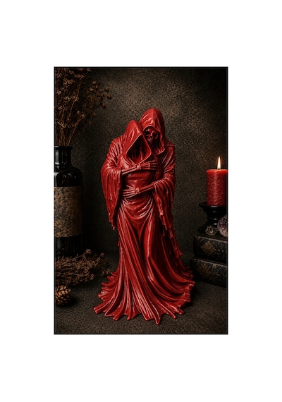 Gotik Azrail Grim Reaper Dekoratif Masaüstü Biblo 3d Baskı - Kırmızı