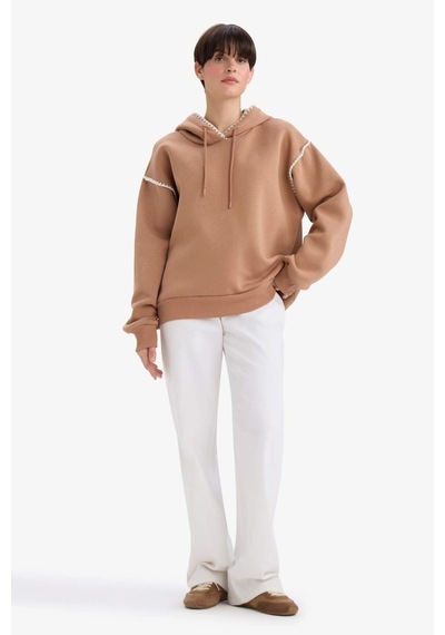 Defacto Overshirt Fit Kapüşonlu Sweatshirt G3318ax25aubn336 Kahve