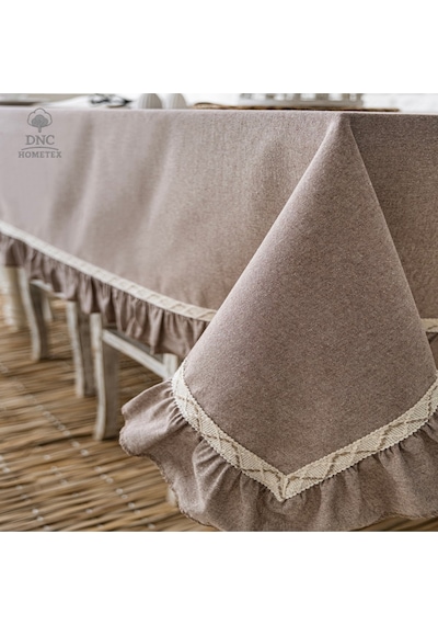 Dnc Home Tekstil Premium Keten Sütlü Kahve Özel Seri Masa Örtüsü Sütlü Kahve