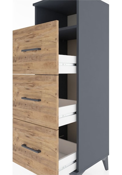 Hyperion Dolap Tek Raflı 3 Çekmeceli 44x44x134 Antrasit-çam Antrasit