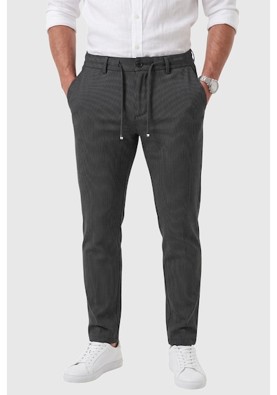 Rizzup Erkek Slim Fit Çizgili Füme Kumaş Pantolon İpli Esnek Bel Likralı Spor Pantolon 2700240