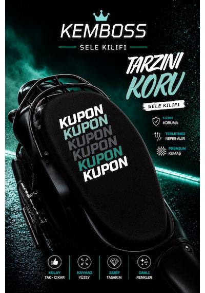 Siyah Kupon Desenli Motosiklet Sele Kılıfı