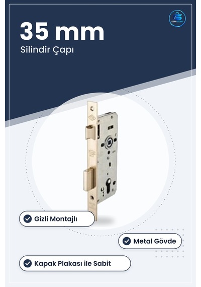 Silindirli Gömme Kilit 35 Mm Silindir Çapı Gizli Montajlı Kapı Gü
