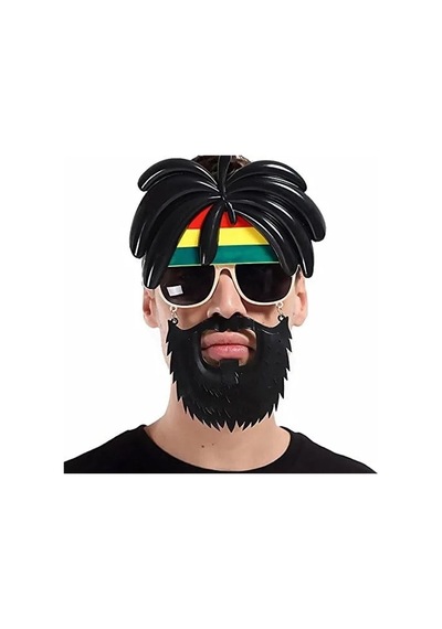 Rasta Peruklu Rasta Sakallı Bob Marley Bıyıklı Parti Gözlüğü 27x18 Cm Standart