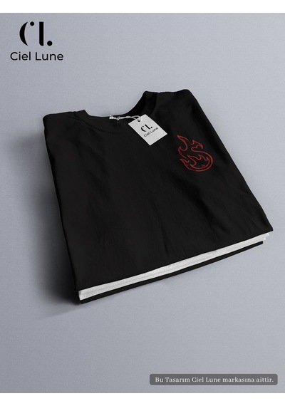 Nevermind Unisex Ateş Ve Su Baskılı Sevgili Çift Kombini Tasarım Oversize T Beyaz