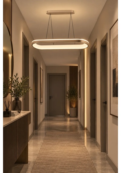 Modern Premium 3 Renkli Ledli Sarkıt Uzun Avizesi Salon Mutfak Yemek Masası Üstü Şık Modelleri 45w Gold