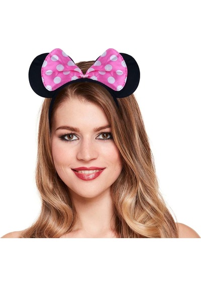 Pembe Fiyonklu Minnie Mouse Tacı Mini Kulak Açık Mavi