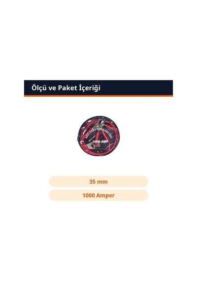 Trobus Araç Çantalı Akü Takviye Kablosu 35 Mm Kalınlık 1000 Amper