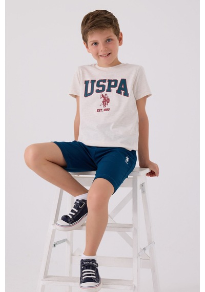 U.S. Polo Assn.  Erkek Çocuk Krem Bermuda Takım Krem
