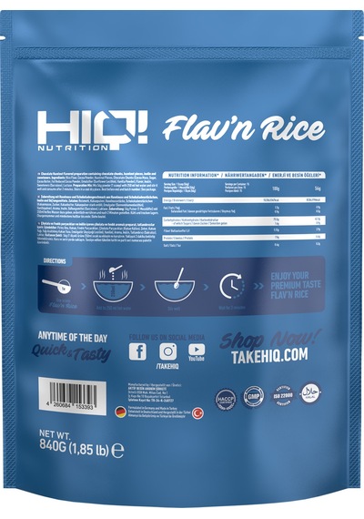 Hıq Flav'n Rice 840g Chocolate Hazelnut Flavored