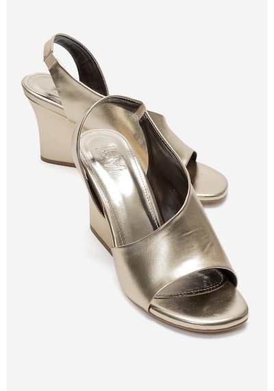 Luvishoes Zyra Altın Cilt Kadın Dolgu Topuklu Ayakkabı