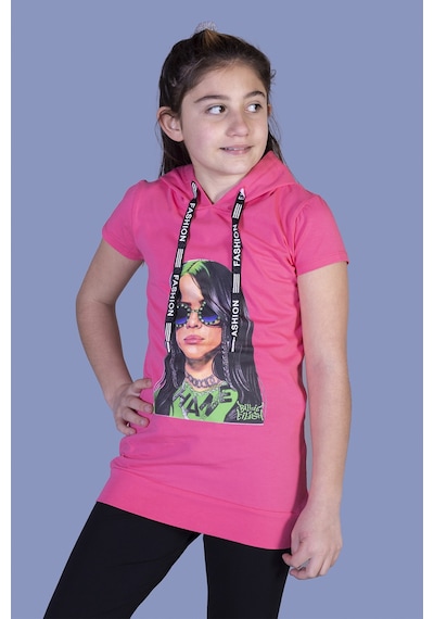 Toontoy Kids Toontoy Kız Çocuk Billie Eilish Baskılı Kapüşonlu Tişört Fuşya