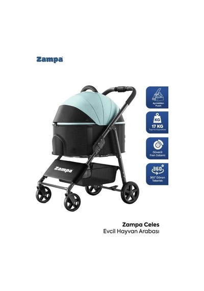 Zampa Celes Kedi & Köpek Arabası Mavi-siyah Ld02x-bl Konforlu Ve Prestijli Seyahat Çözümü