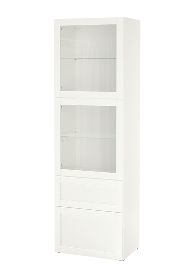 Dolap Kombinasyonu, Beyaz-şeffaf Cam, 60x42x193 Cm, Hanvıken, Fren Raylı