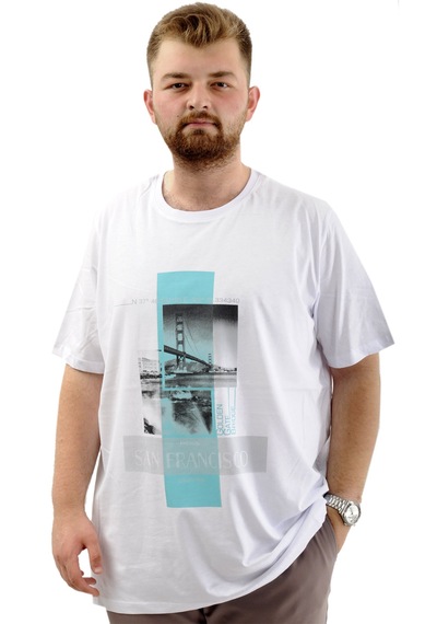 Superxl Battal Beden Erkek Pamuklu T-shirt Yumuşak Dokulu Baskılı Francıs