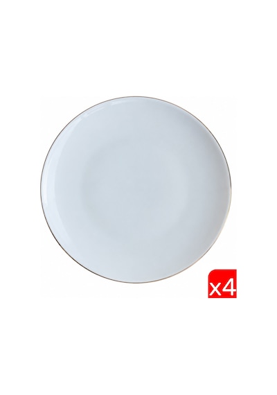Tabak Evi Porselen Chic Altın Yaldızlı Servis Tabağı 24,50cm 4 Lü Çok Renkli
