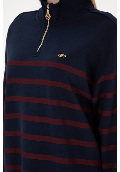 U.S. Polo Assn. Kadın Lacivert Fermuarlı Dik Yaka Sweathirt 50298989-VR033