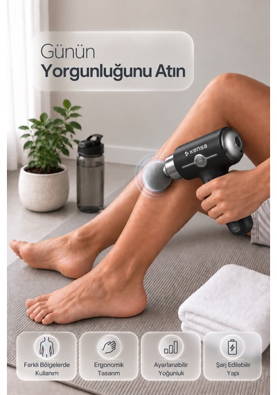 Kensa Masaj Tabacası 10 Başlıklı 6 Kademeli Şarjlı Titreşimli Profesyonel Masaj Aleti Siyah