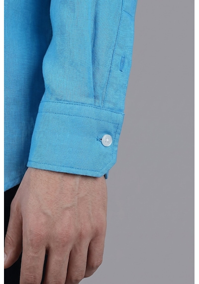 Bisse Mavi Regular Fit Keten Cepsiz Düğmeli Paşa Yaka Sedef Açık Gömlek Gmktn250011 D33 Açık Mavi