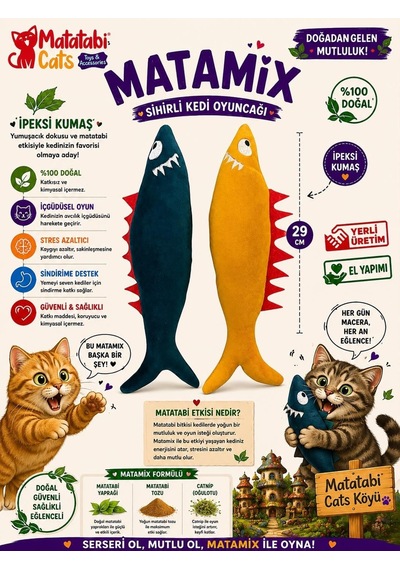 Spino Matatabi Matamix Matatabı Yaprağı, Matatabı Tozu,premium Catnip İçerikli, Sesli, Kumaş Kedi Oyuncağı 27 Cm