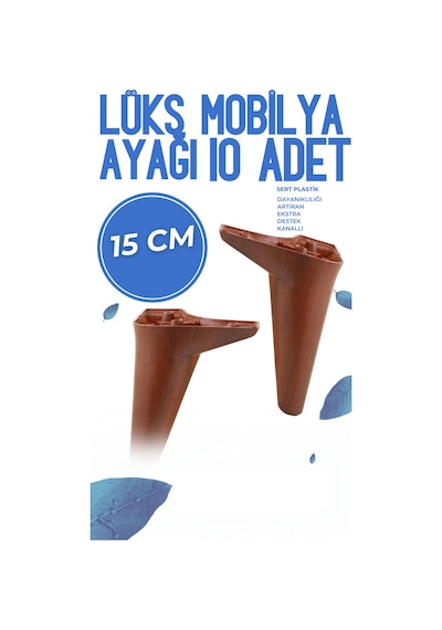 10 Adet 15 Cm Mobilya Ayak Seti Ahşap Desenli Kanepe Koltuk Tv Ünitesi Yükseltici Ayak Kanepe Ayağı Kahverengi Kahverengi
