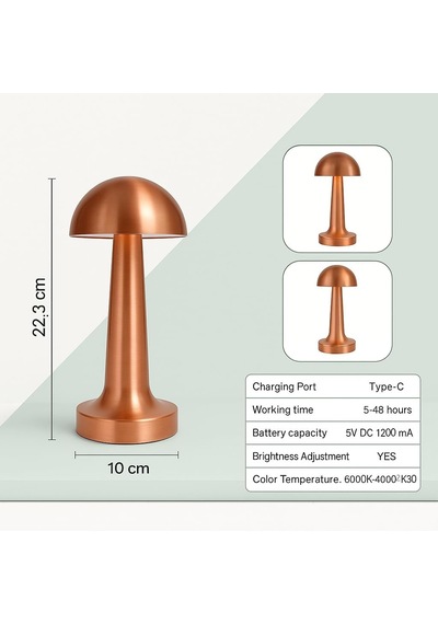Elektrikürünleri Şarjlı Dokunmatik Masa Lambası Lotus Rose / 3 Renk Modu / Dimmerli Taşınabilir Şarjlı Lamba / Diğer