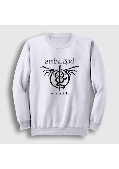 Presmono Unisex Wrath Lamb Of God Sweatshirt Beyaz