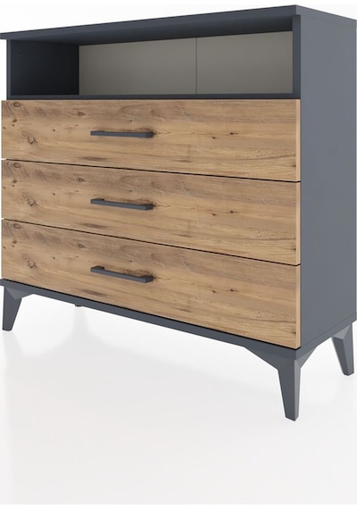 Arges Şifonyer Tek Raflı 3 Çekmeceli 88x30x80 Antrasit-çam Antrasit