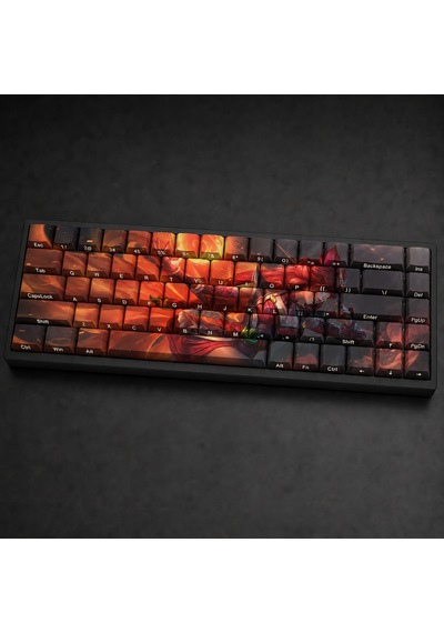 Özel Lol Foxfire Ahri 68 Tuş Pbt Cherry Profil Boya Süblimasyon Yan Gravürlü Mekanik Klavye Keycaps Seti