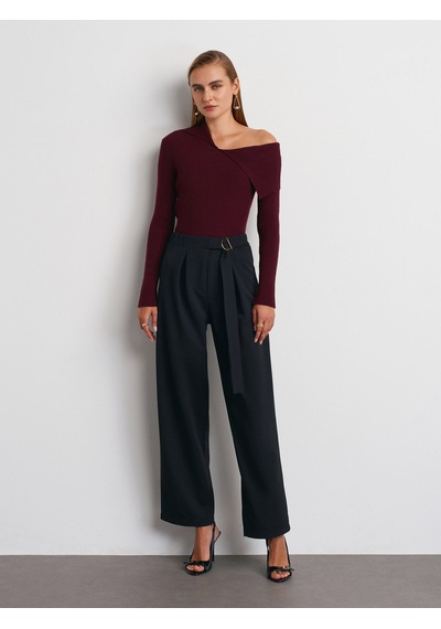 Dilvin 72189 Kemerli Pantolon-siyah Siyah