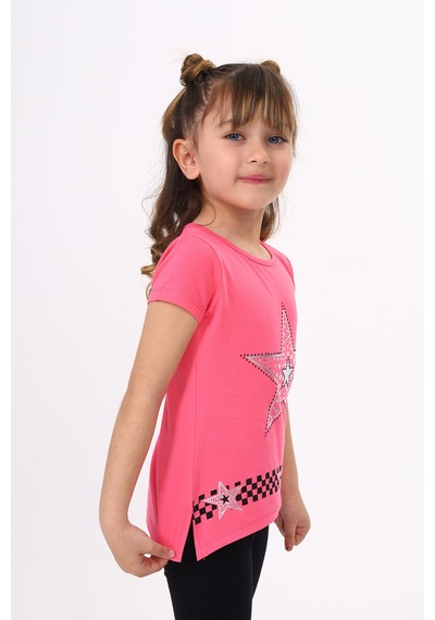 Toontoy Kids Toontoy Kız Çocuk T-shirt Yıldız Baskı Fuşya