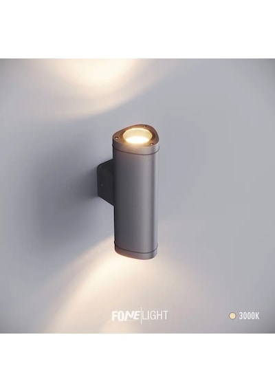 FoneLight Gala 24 cm Çift Yönlü LED Duvar Apliği Antrasit Alüminyum IP65 Dış Mekan Bahçe Aydınlatması 9W 3000K
