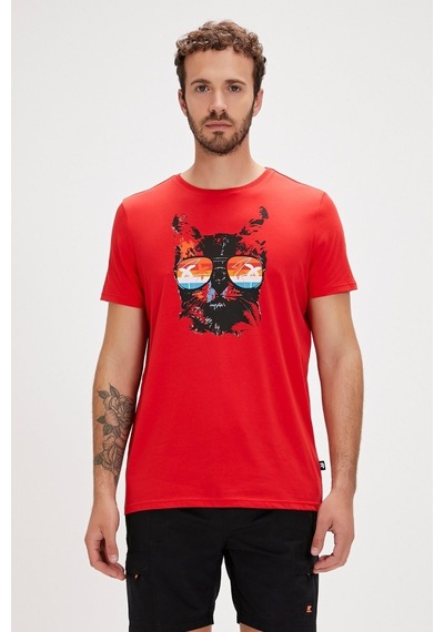 Bad Bear Manx Erkek Kırmızı Yuvarlak Yaka Tişört 240107011-RED Kırmızı