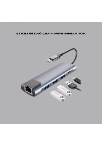 8 Portlu Type-c Hub 4k Hdmı Usb 3.0 Sd Kart Okuyucu Rj45 Ethernet Çoklu Bağlantı Adaptörü