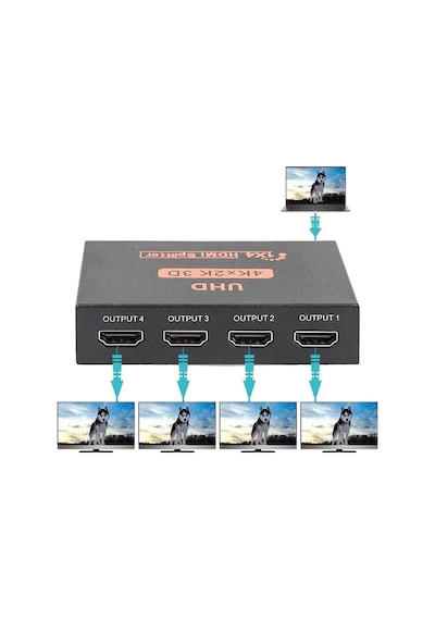 Taplin 4 Port Hdmi Çoğaltıcı 4k Hdmı Splitter 1 Giriş 4 Çıkış Hdmi Çoklayıcı 4 Ekran Full Ultra Hd