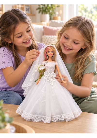 Halley Gelinlikli Moda Oyuncak Bebek - Duvaklı & Buketli - Sarı Uzun Saçlı